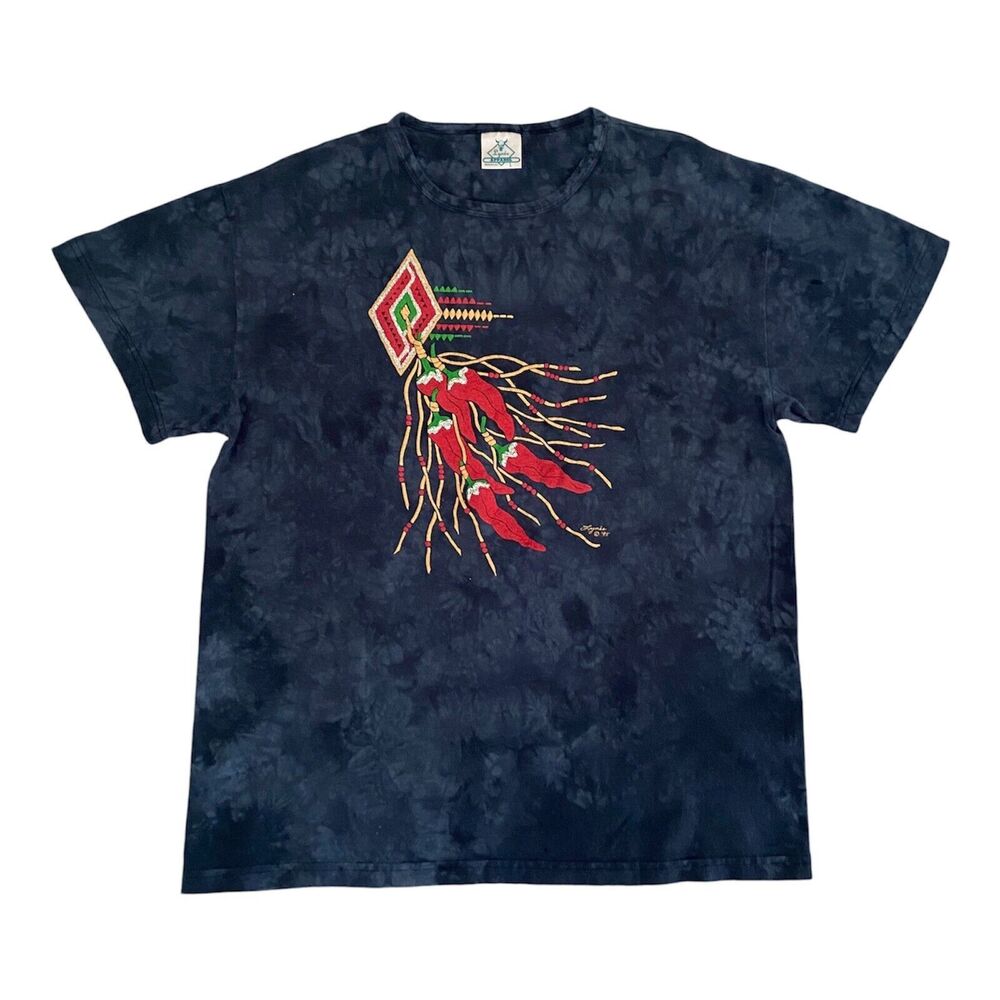 Vintage Lynee Apparel T Shirt Size Large Red Chili Peppers Native‎ Tie Dye U.S.A
